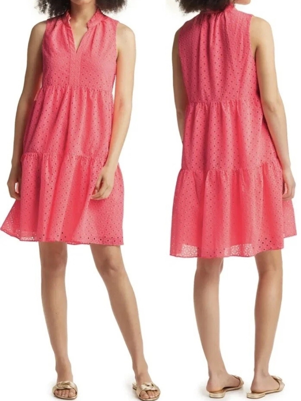 Lilly Pulitzer Coral Pink Eyelet Ruffled Dress